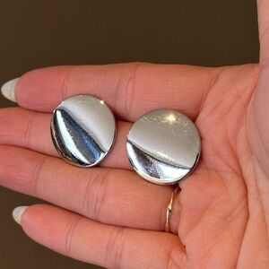 Round Polished Silver Earrings